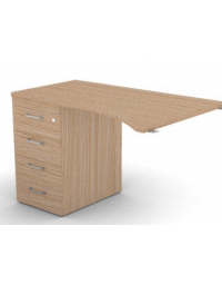 Appendice sagomata Sx per scrivania, piano in melaminico spessore mm 30 e cassettiera portante - cm 120x80x74,5h