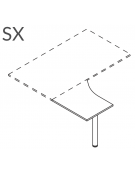 Appendice sagomata Sx per scrivania, piano in melaminico spessore mm 25 e gamba autoportante - cm 80x80x74h