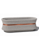 Fioriera ovale in cemento calcestruzzo - colore Bianco sabbiato - con fascia color rame - cm 170x60x65h - Conforme ai CAM
