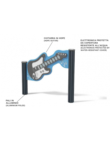 Basso musicale interattivo da esterno realizzato in HDPE - con pali in alluminio - Dimensioni cm 104x11x89h