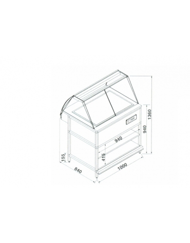 Vetrina snack per bar a caldo secco da cm. 100-VETRI ALTI CURVI