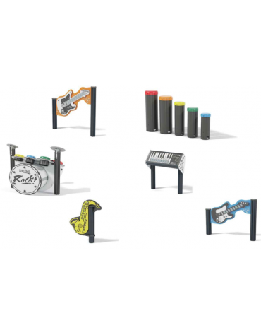 Rock Band Set musicale interattivo da esterno realizzato in HDPE - Dimensioni cm 735x550x106h