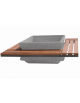 Panchina quadrata seduta in legno con fioriera centrale in cemento colore Grigio pietra - cm 195x195x65h - Conforme ai CAM