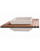 Panchina quadrata seduta in legno con fioriera centrale in cemento colore Bianco pietra - cm 195x195x65h - Conforme ai CAM