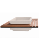 Panchina quadrata seduta in legno con fioriera centrale in cemento colore Bianco pietra - cm 195x195x65h - Conforme ai CAM