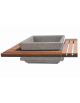 Panchina quadrata seduta in legno con fioriera centrale in cemento colore Grigio travertino - cm 195x195x65h - Conforme ai CAM
