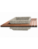 Panchina quadrata seduta in legno con fioriera centrale in cemento colore Grigio sabbiato - cm 195x195x65h - Conforme ai CAM