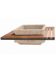 Panchina quadrata seduta in legno con fioriera centrale in cemento colore Bianco travertino - cm 195x195x65h - Conforme ai CAM