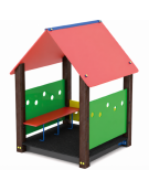 Casetta per bambini con struttura in alluminio rifinita in legno dark - pavimentazione interna in carply - cm 131x120x172h