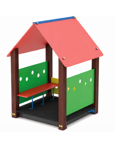 Casetta per bambini con struttura in plastica riciclata - pavimentazione interna in carply - cm 131x120x172h