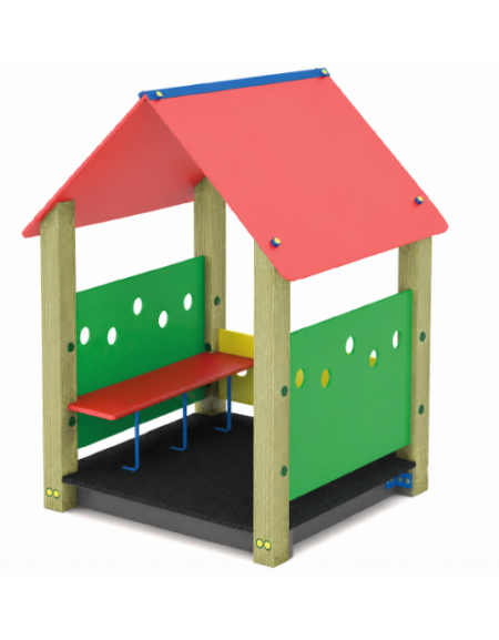 Casetta in legno per bambini con pavimentazione interna in carply - cm 131x120x172h