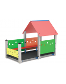 Casetta gioco con struttura in alluminio - con verandina e panchine interne - cm 222x131x172h