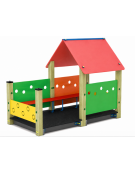 Casetta gioco con struttura in legno di pino nordico - con verandina e panchine interne - cm 222x131x172h