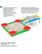 Sabbiera inclusiva con sagome a forma di fragola e limone in HDPE - pali in legno di pino - cm 532x312x88h