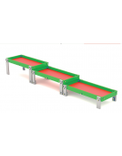 Tavolo manipolazione con struttura in alluminio - set 3 tavoli a 3 altezze differenti - cm 423x75x57h