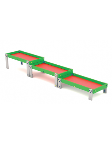 Tavolo manipolazione con struttura in alluminio - set 3 tavoli a 3 altezze differenti - cm 423x75x57h