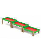 Tavolo manipolazione con struttura in legno termotrattato - set 3 tavoli a 3 altezze differenti - cm 423x75x57h