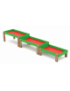 Tavolo manipolazione con struttura in legno termotrattato - set 3 tavoli a 3 altezze differenti - cm 423x75x57h