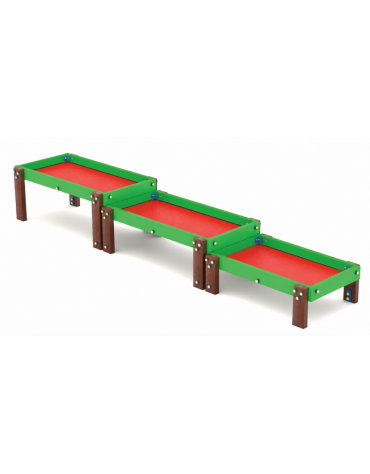 Tavolo manipolazione con struttura in plastica riciclata - set 3 tavoli a 3 altezze differenti - cm 423x75x57h