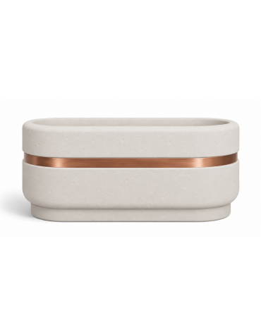 Fioriera ovale in cemento calcestruzzo per esterno - colore Bianco pietra - cm 90x45x45h - Conforme ai CAM