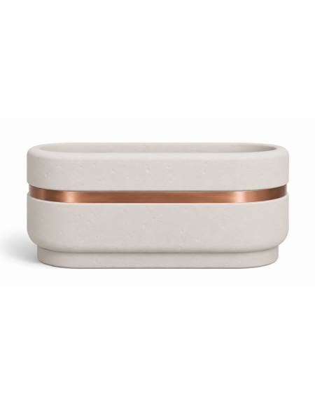 Fioriera ovale in cemento calcestruzzo per esterno - colore Bianco pietra - cm 90x45x45h - Conforme ai CAM