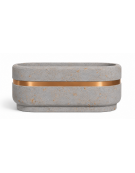Fioriera ovale in cemento calcestruzzo per esterno - colore Grigio travertino - cm 90x45x45h - Conforme ai CAM