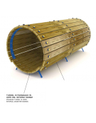 Tunnel classico con listoni di legno di pino con palo di sostegno in legno termotrattato - cm 200x91x92h