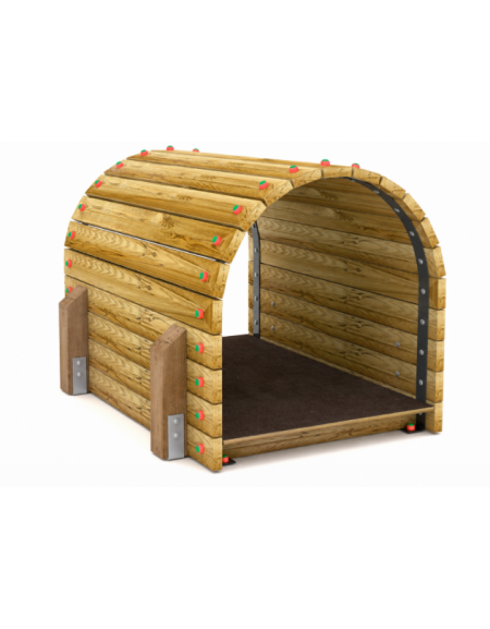 Tunnel con listoni di legno di pino nordico massello con 4 pali di sostegno in legno termotrattato - cm 115x150x102h