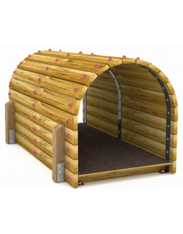 Tunnel con listoni di legno di pino nordico massello con 4 pali di sostegno in legno termotrattato - cm 115x200x102h
