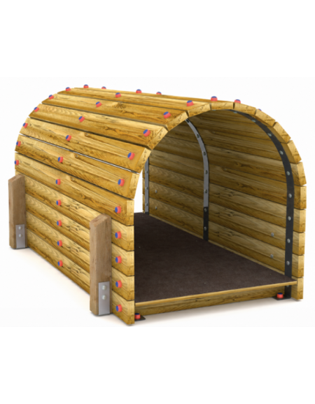 Tunnel con listoni di legno di pino nordico massello con 4 pali di sostegno in legno termotrattato - cm 115x200x102h