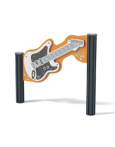 Chitarra musicale interattiva da esterno realizzata in HDPE - con pali in alluminio - Dimensioni cm 104x11x89h