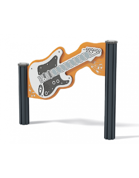 Chitarra musicale interattiva da esterno realizzata in HDPE - con pali in alluminio - Dimensioni cm 104x11x89h