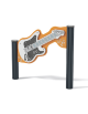 Chitarra musicale interattiva da esterno realizzata in HDPE - con pali in alluminio - Dimensioni cm 104x11x89h