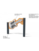 Chitarra musicale interattiva da esterno realizzata in HDPE - con pali in alluminio - Dimensioni cm 104x11x89h
