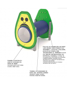 Tunnel con pannello a forma di avocado realizzato in HDPE con struttura in alluminio rifinito in legno light - cm 139x94x129h