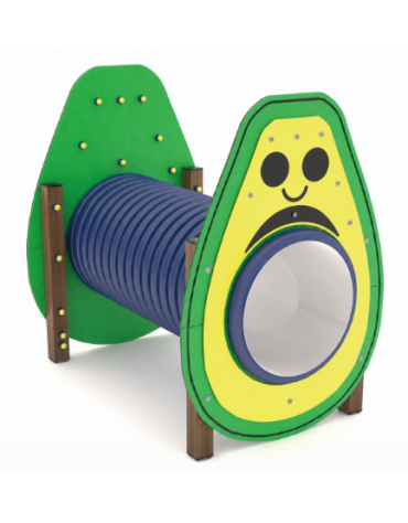 Tunnel con pannello a forma di avocado realizzato in HDPE con struttura in alluminio rifinito in legno light - cm 139x94x129h