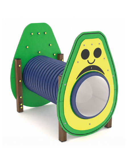 Tunnel con pannello a forma di avocado realizzato in HDPE con struttura in alluminio rifinito in legno light - cm 139x94x129h
