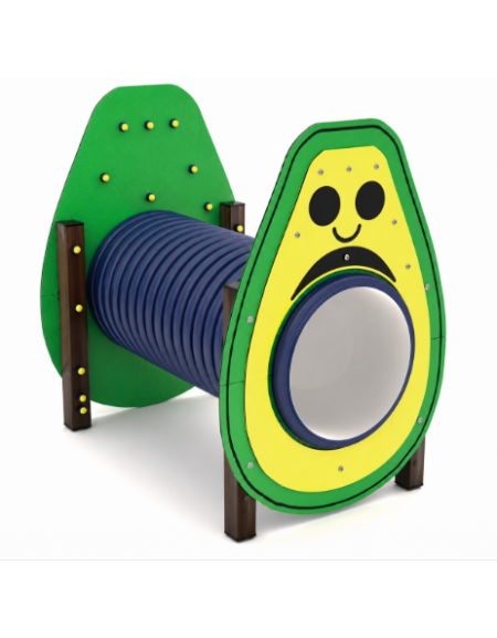 Tunnel con pannello a forma di avocado realizzato in HDPE con struttura in alluminio rifinito in legno dark - cm 139x94x129h