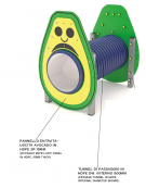 Tunnel con pannello a forma di avocado realizzato in HDPE con struttura in plastica riciclata - cm 139x94x129h