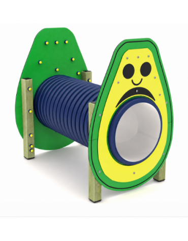 Tunnel con pannello a forma di avocado realizzato in HDPE con struttura in legno di pino nordico - cm 139x94x129h
