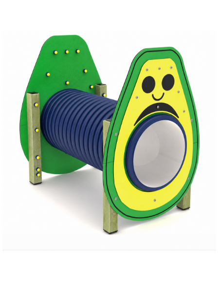 Tunnel con pannello a forma di avocado realizzato in HDPE con struttura in legno di pino nordico - cm 139x94x129h