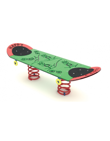 Gioco a molla monoposto Skateboard - realizzato in HDPE - Molla laccata a polvere - cm 175x61x54h