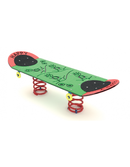 Gioco a molla monoposto Skateboard - realizzato in HDPE - Molla laccata a polvere - cm 175x61x54h