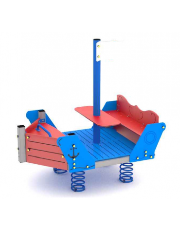Gioco a molla a forma di Goletta realizzata in HDPE - con pali in alluminio - cm 195x136x202h