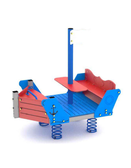 Gioco a molla a forma di Goletta realizzata in HDPE - con pali in alluminio - cm 195x136x202h