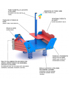 Gioco a molla a forma di Goletta realizzata in HDPE - con pali in alluminio - cm 195x136x202h