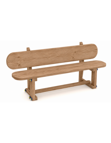 Panchina con schienale per 3 bambini in legno di pino termotrattato - cm 150x36x65h - Età d'uso da 2 a 8 anni