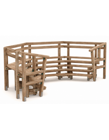 Anfiteatro per bambini realizzato in legno di pino nordico termotrattato - cm 267x519x164h