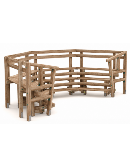 Anfiteatro per bambini realizzato in legno di pino nordico termotrattato - cm 267x519x164h