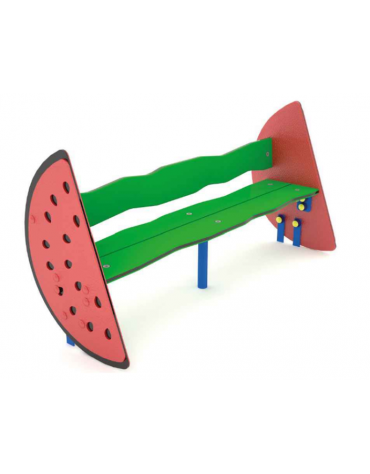 Panchina per bambini con schienale, sagoma Anguria - realizzata in HDPE - Seduta ergonomica - cm 114x40x57h